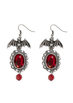 vleermuis oorringen met rode steen