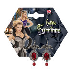 vleermuis oorringen met rode steen