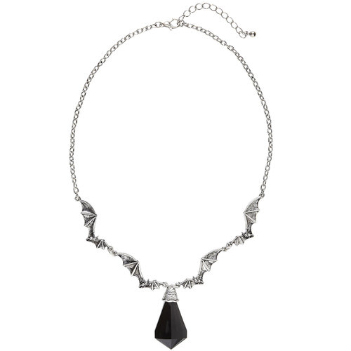 ketting vleermuis met zwarte steen