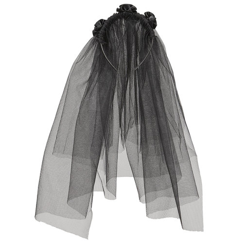 zwarte sluier met bloemen