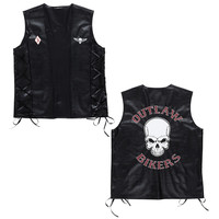 lederlook vest outlaw bikers m/l