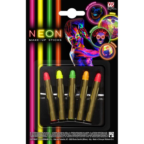 set van 5 neon schminkstiften