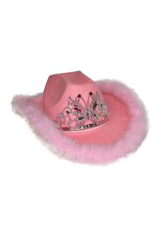 Roze cowboyhoed met tiara