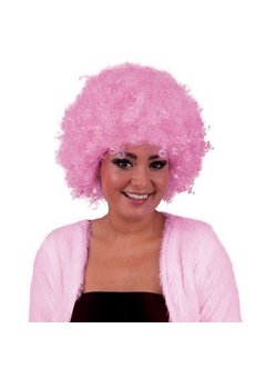 Roze afro pruik