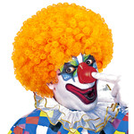 clownpruik krullen, oranje