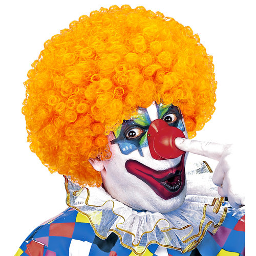 clownpruik krullen, oranje