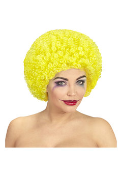 clownpruik krullen, geel
