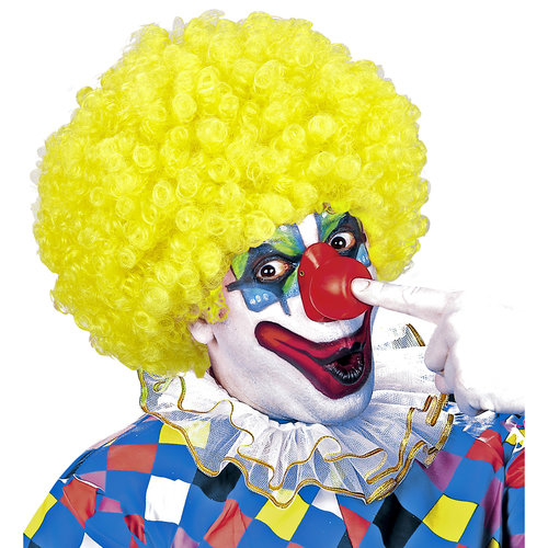 clownpruik krullen, geel