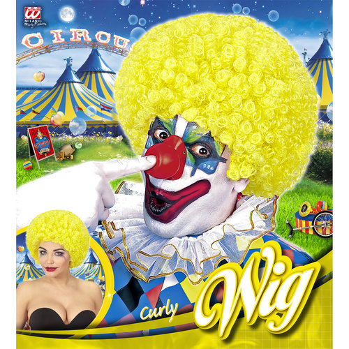 clownpruik krullen, geel