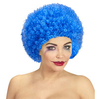 clownpruik krullen, licht blauw