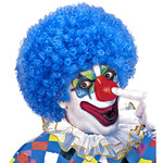 clownpruik krullen, licht blauw