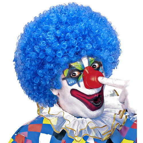 clownpruik krullen, licht blauw