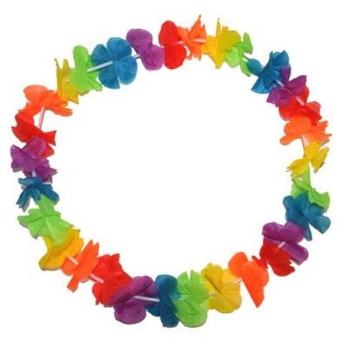 Mooie Luau bloemenkrans in regenboog kleuren