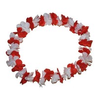 Leuke Luau bloemen slinger in de kleur rood wit