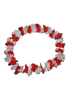 Hawaii bloemenkrans rood wit
