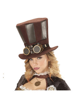 hoge hoed steampunk met stofbril