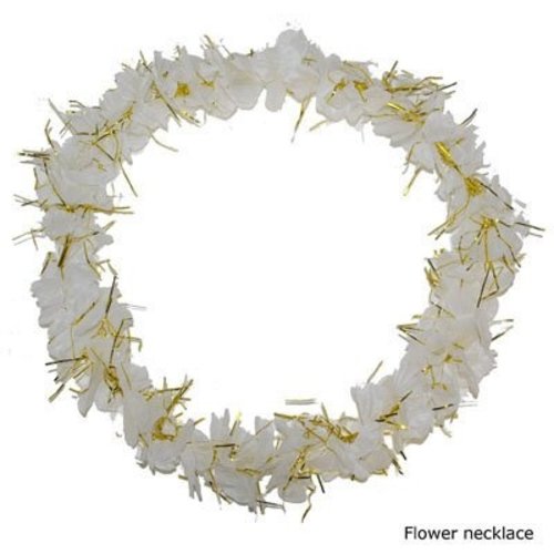 Leuke bloemen krans Hawaii met gouden tinsel