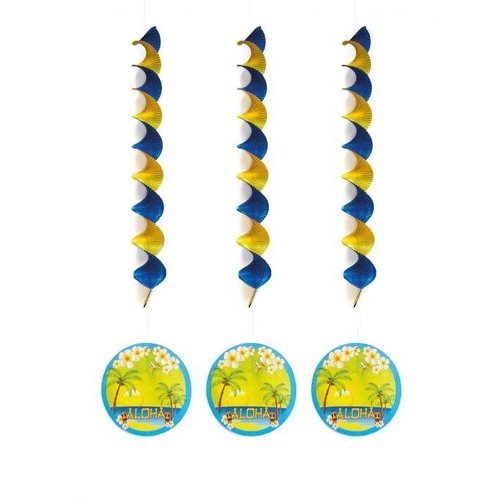 Set van 3 spiraalhangers Hawaii party