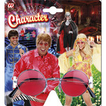 bril, hippie rood glas