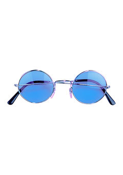bril, hippie blauw glas
