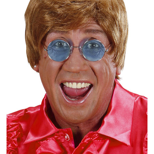 bril, hippie blauw glas