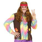 pruik, hippie met hoofdband en snor