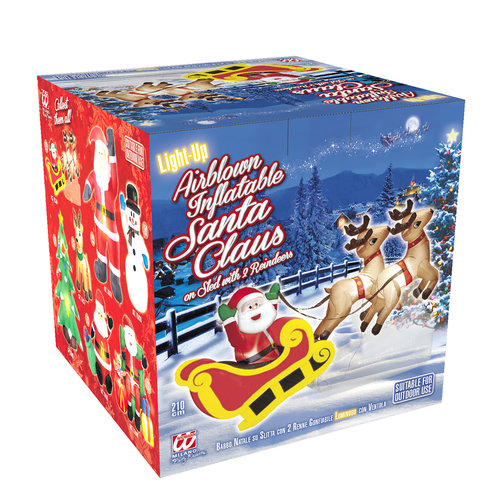 opblaasbare kerstman met 2 rendieren 244cm