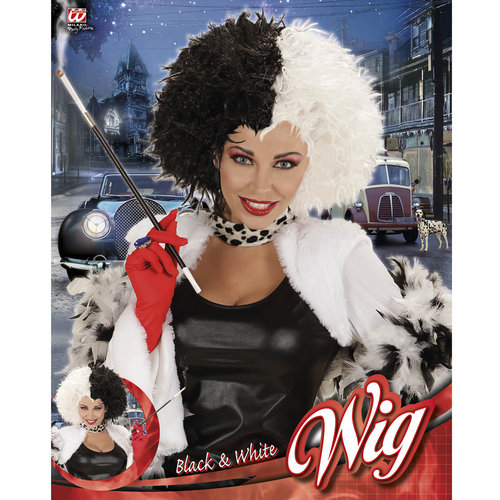 pruik, zwart en wit