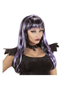 pruik, halloween zwart/paars