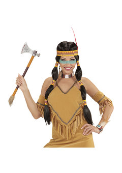 pruik, squaw indiaan met hoofdband