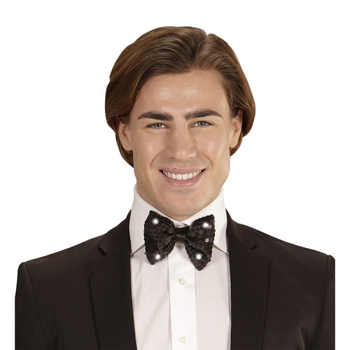 pailletten strikje met licht, zwart