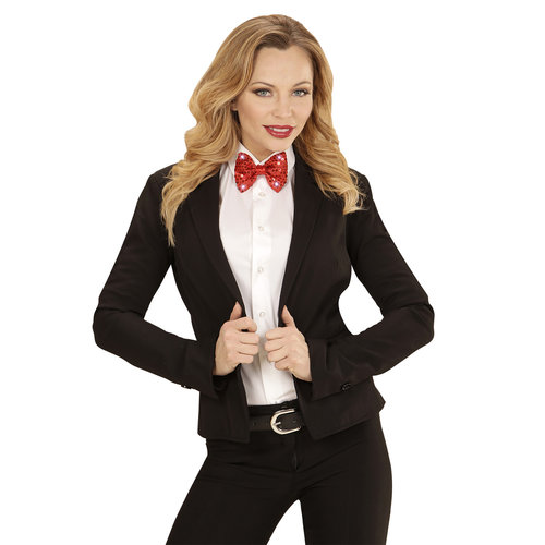 pailletten strikje met licht, rood