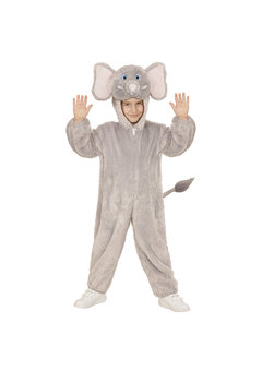 jumpsuit met kap en masker 98cm, olifant