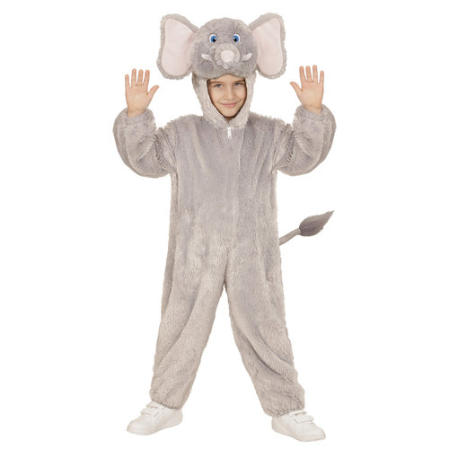 jumpsuit met kap en masker 98cm, olifant