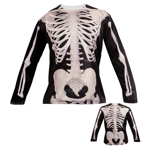 t-shirt lange mouwen skelet man m/l