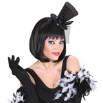 zwarte mini hoge hoed met sluier