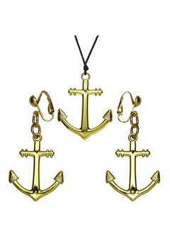 gouden ketting en oorbellen anker