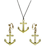 gouden ketting en oorbellen anker