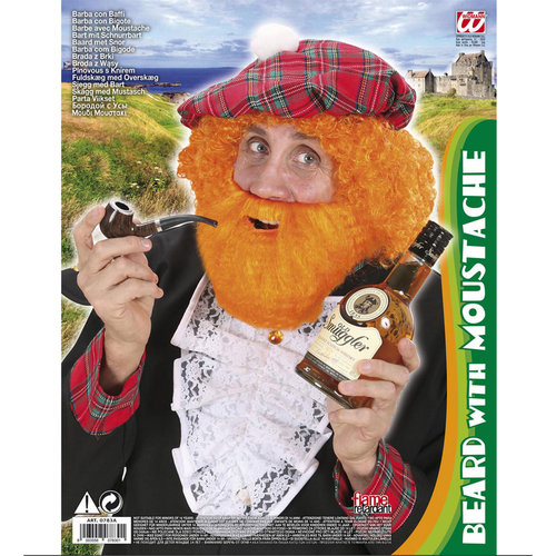 baard met snor, rood