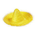 sombrero 50cm, geel met pom poms