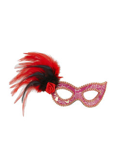 oogmasker rose met roos en veren