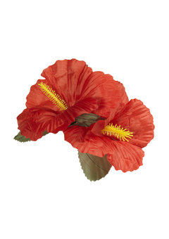 haarclip met 2x hibiscus rood