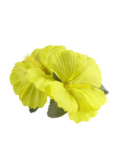 haarclip met 2x hibiscus geel