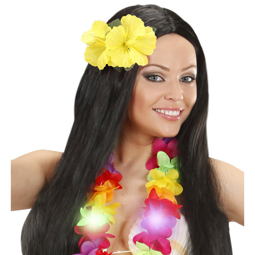 haarclip met 2x hibiscus geel