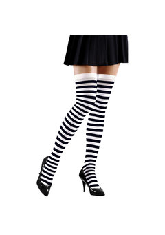 kniekousen zwart/wit gestreept