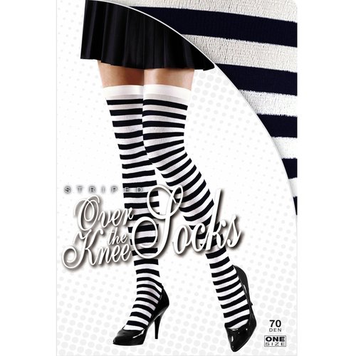 kniekousen zwart/wit gestreept