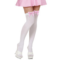 witte kousen met rose strik