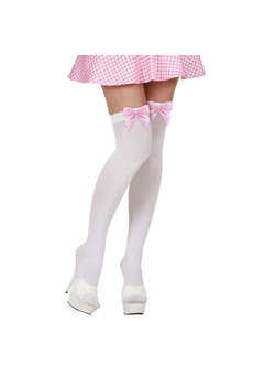 witte kousen met rose strik