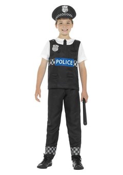 Politie pak zwart wit kind