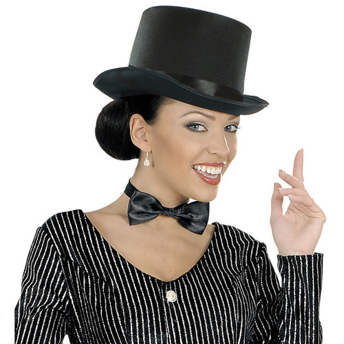 hoge hoed satijn, zwart